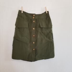 A New Day Button Front Utility Skirt Green 2 NWT